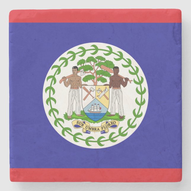 Posavasos De Piedra Bandera de Belice (Anverso)