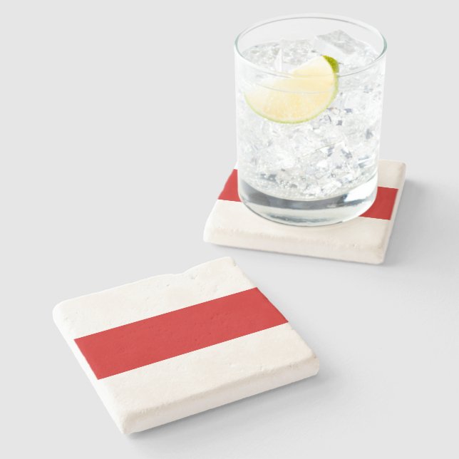 Posavasos De Piedra Bandera de Bielorrusia (rojo y blanco) (Lateral)