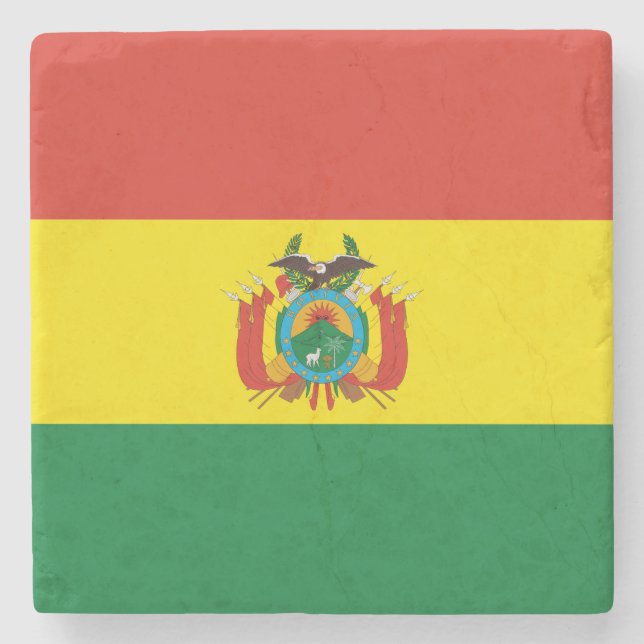Posavasos De Piedra Bandera de Bolivia Patriótica (Anverso)