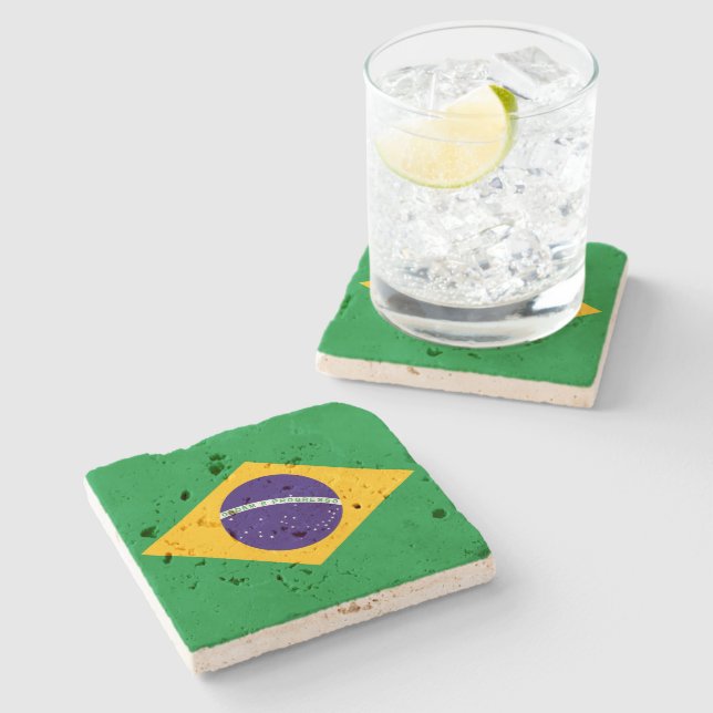 Posavasos De Piedra Bandera de Brasil (Lateral)