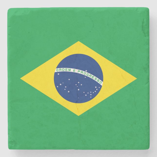 Posavasos De Piedra Bandera de Brasil Patriótica (Anverso)