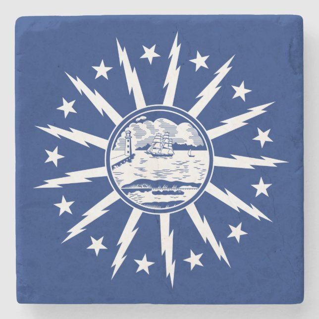 Posavasos De Piedra Bandera de Búfalo (ciudad en el estado de Nueva Yo (Anverso)