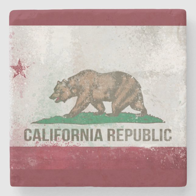 Posavasos De Piedra Bandera de California con problemas (Anverso)