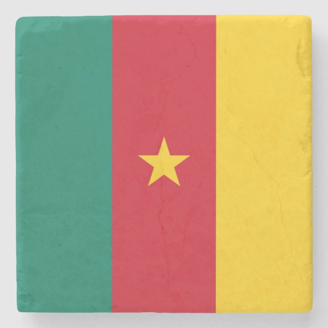 Posavasos De Piedra Bandera de Camerún (Anverso)
