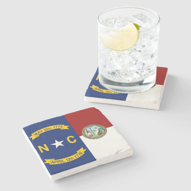 Posavasos De Piedra Bandera de Carolina del Norte (Lateral)