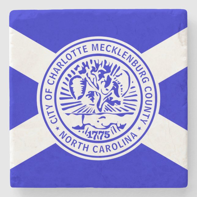 Posavasos De Piedra Bandera de Charlotte, Carolina del Norte (Anverso)