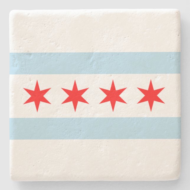 Posavasos De Piedra Bandera de Chicago (Anverso)
