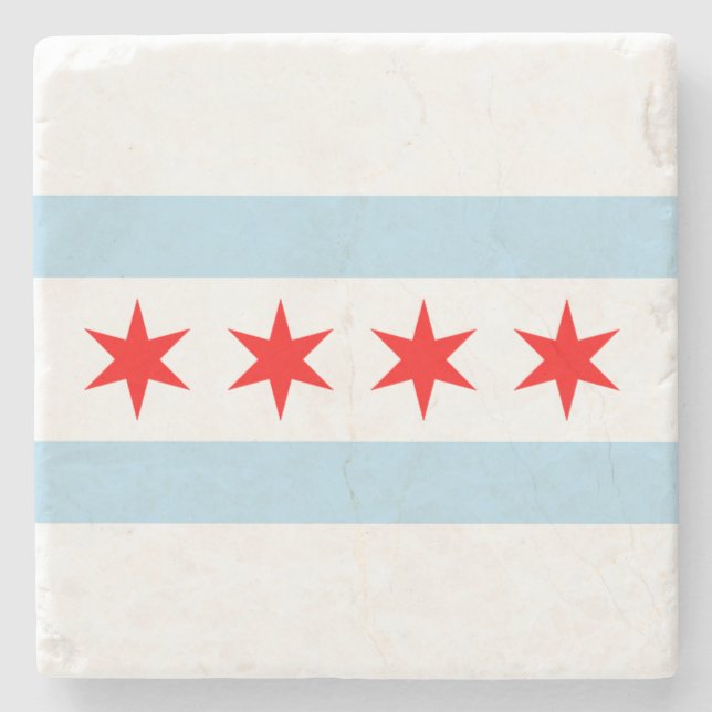 Posavasos De Piedra Bandera de Chicago (Anverso)
