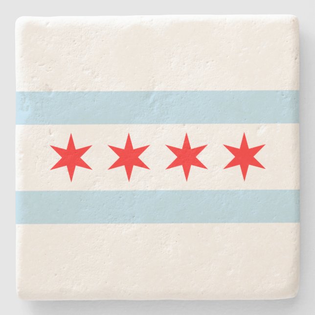 Posavasos De Piedra Bandera de Chicago (Illinois) (Anverso)