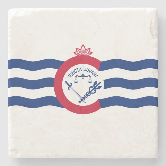 Posavasos De Piedra Bandera de Cincinnati (Ohio) (Anverso)