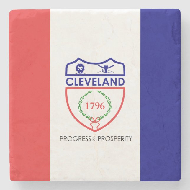 Posavasos De Piedra Bandera de Cleveland (Ohio) (Anverso)