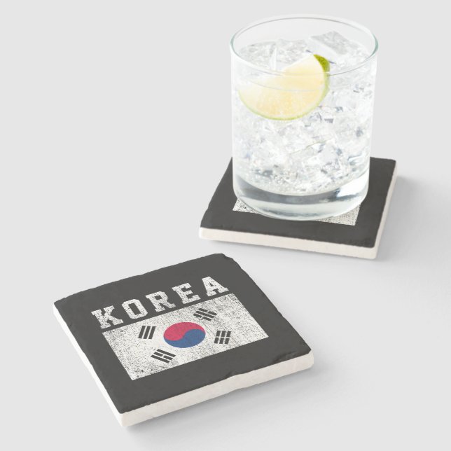 Posavasos De Piedra Bandera de Corea (Lateral)