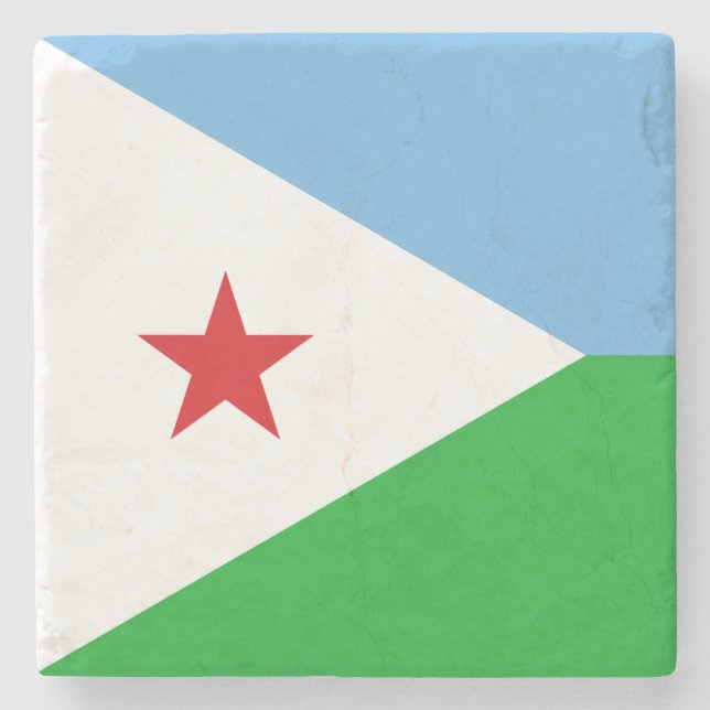 Posavasos De Piedra Bandera de Djibouti (Nación Africana) (Anverso)