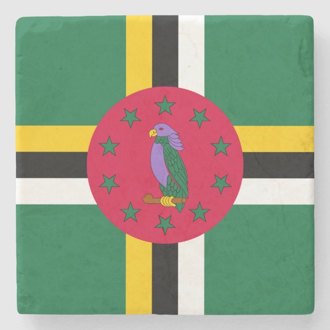 Posavasos De Piedra Bandera de Dominica (Anverso)