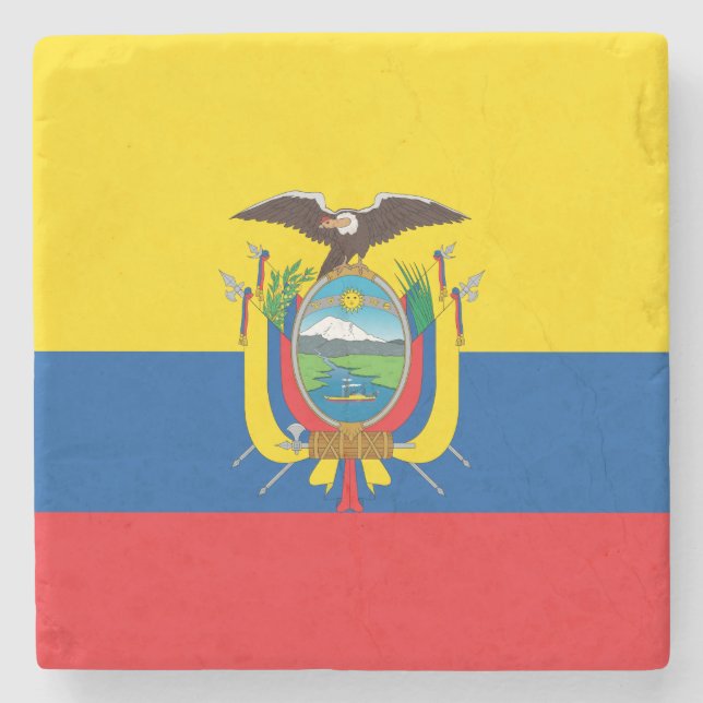 Posavasos De Piedra Bandera de Ecuador (Anverso)