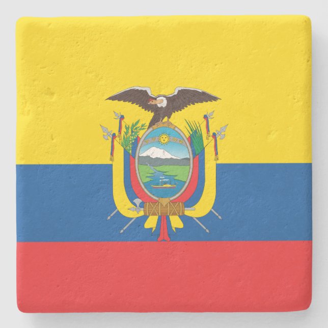 Posavasos De Piedra Bandera de Ecuador (Anverso)
