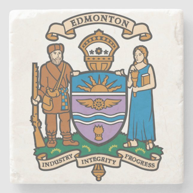 Posavasos De Piedra Bandera de Edmonton (Alberta, Canadá) (Anverso)