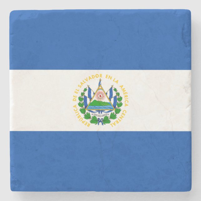 Posavasos De Piedra Bandera de El Salvador (Anverso)