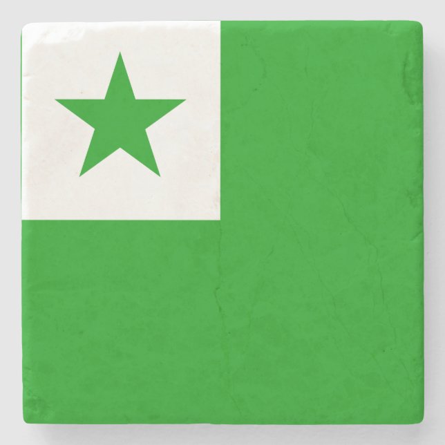 Posavasos De Piedra Bandera de Esperanto (Anverso)