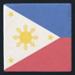 Posavasos De Piedra Bandera de Filipinas<br><div class="desc">Bandera patriótica de Filipinas.</div>