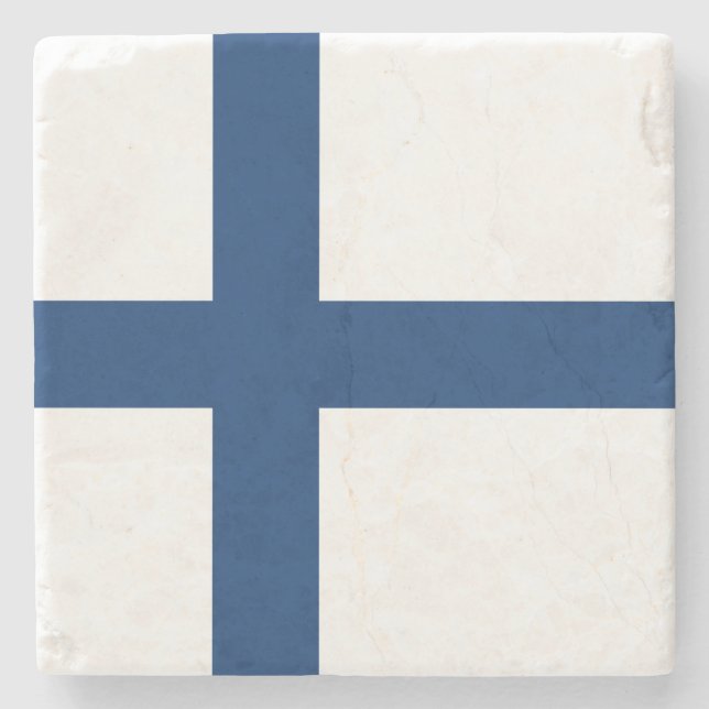 Posavasos De Piedra Bandera de Finlandia (Anverso)
