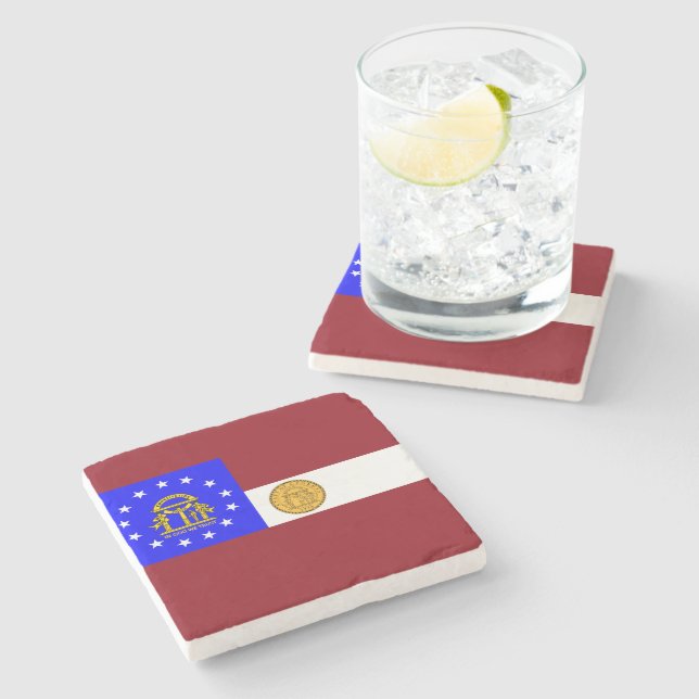 Posavasos De Piedra Bandera de Georgia (Lateral)