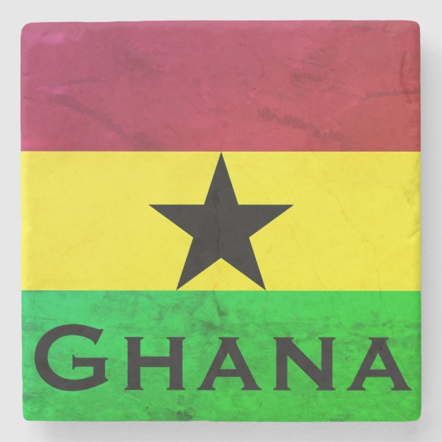 Posavasos De Piedra Bandera de Ghana (África occidental) (Anverso)