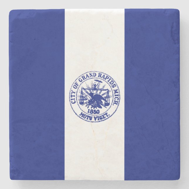 Posavasos De Piedra Bandera de Grand Rapids (Michigan City) (Anverso)