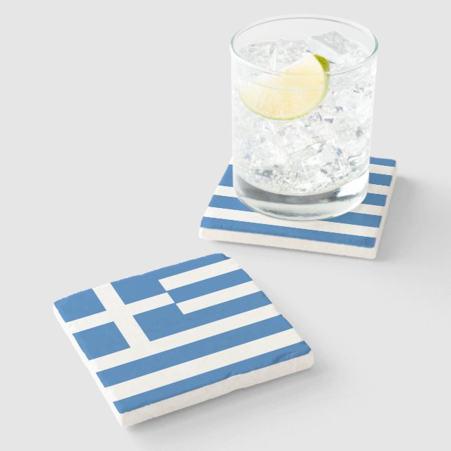 Posavasos De Piedra Bandera de Grecia (Lateral)