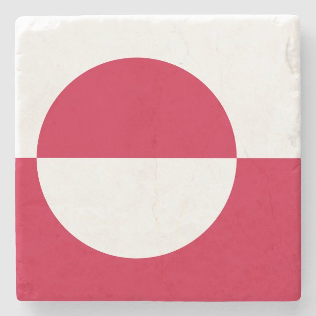 Posavasos De Piedra Bandera de Groenlandia (Anverso)