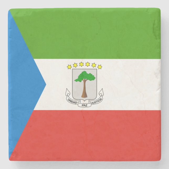 Posavasos De Piedra Bandera de Guinea Ecuatorial (Anverso)