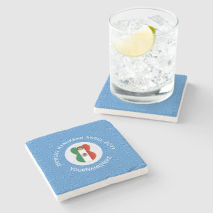 Posavasos De Piedra Bandera de Hanukkah del Ángel Mexicano Personaliza