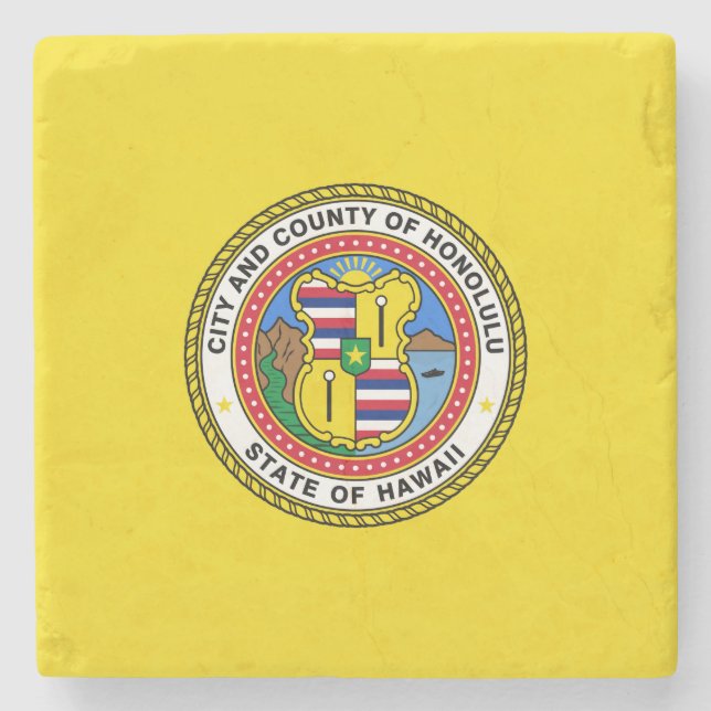 Posavasos De Piedra Bandera de Honolulu (Hawái) (Anverso)