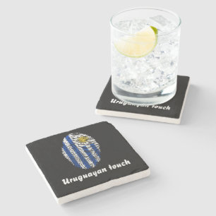 Posavasos De Piedra Bandera de huella digital táctil de Uruguay