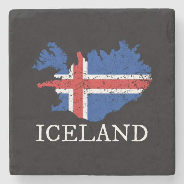 Posavasos De Piedra Bandera de Islandia (Anverso)