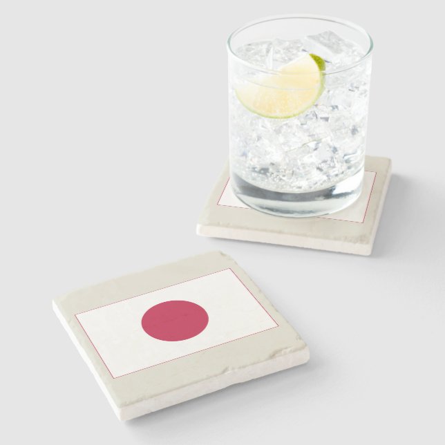 Posavasos De Piedra Bandera de Japón: Hinomaru, Nisshōki, Sol rojo en  (Lateral)
