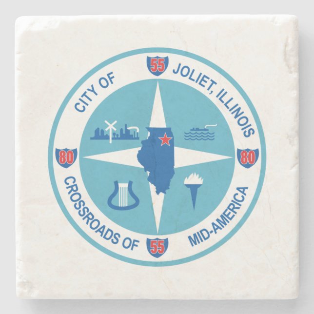 Posavasos De Piedra Bandera de Joliet (Illinois) (Anverso)