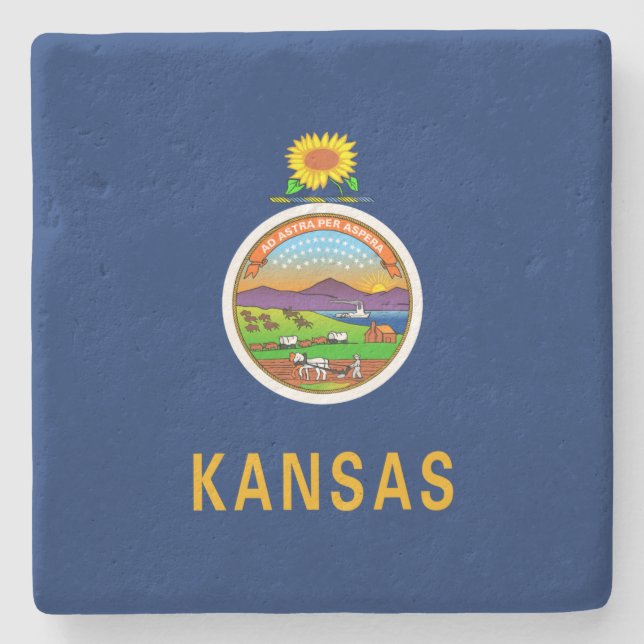 Posavasos De Piedra Bandera de Kansas (Anverso)