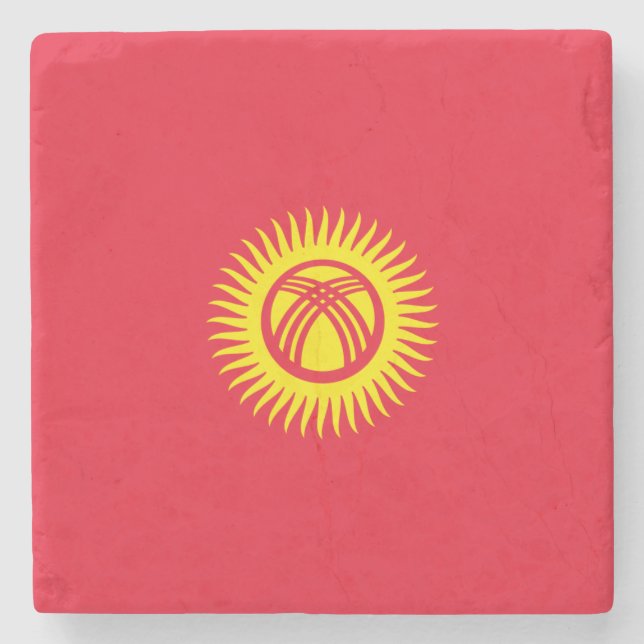 Posavasos De Piedra Bandera de Kirguistán (Anverso)