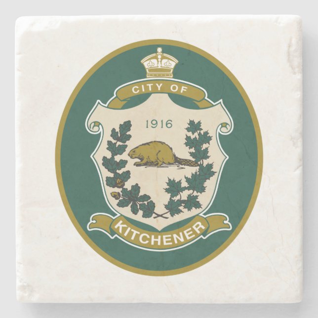 Posavasos De Piedra Bandera de Kitchener (Ontario, Canadá) (Anverso)