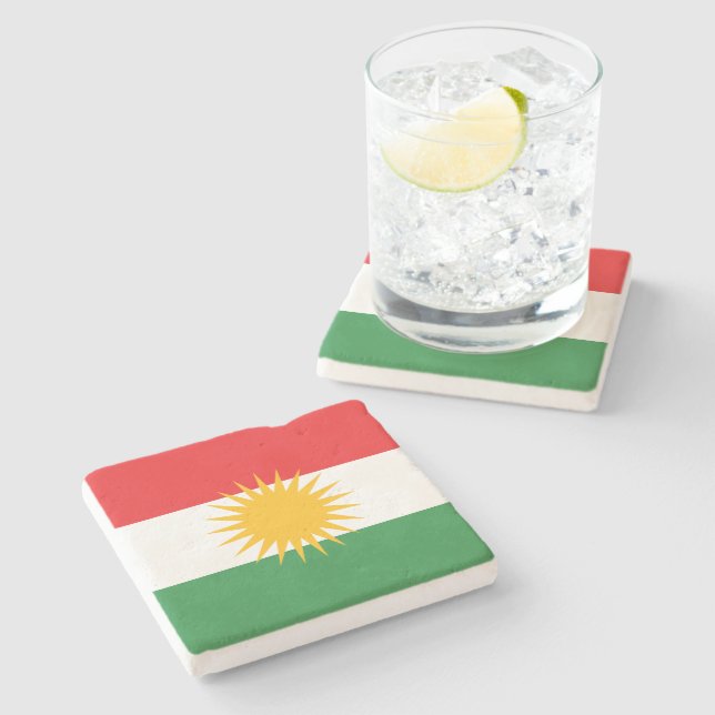 Posavasos De Piedra Bandera de Kurdistán (Lateral)