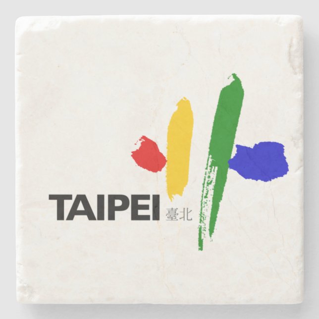 Posavasos De Piedra Bandera de la ciudad de Taipei (Taiwán) (Anverso)