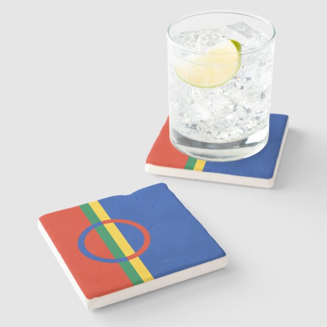 Posavasos De Piedra Bandera de Laponia (Navidades) (Sami) (Laplander) (Lateral)
