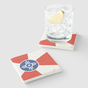 Posavasos De Piedra Bandera de las TIC de Wichita KS
