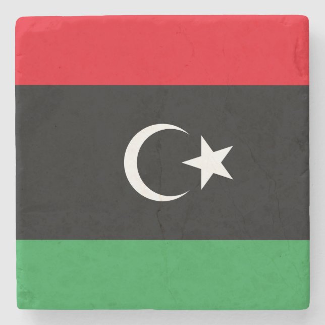Posavasos De Piedra Bandera de Libia (Anverso)