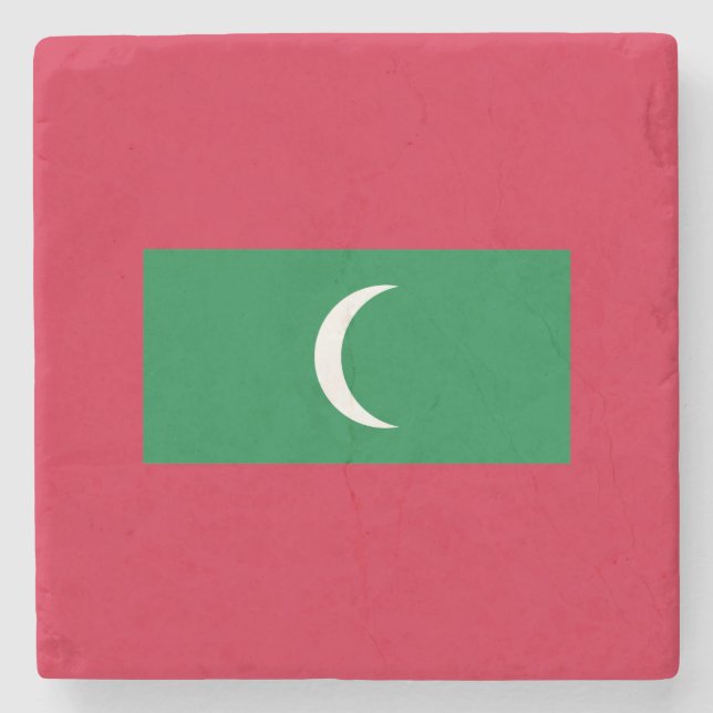 Posavasos De Piedra Bandera de Maldivas (Anverso)