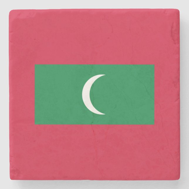 Posavasos De Piedra Bandera de Maldivas (República de Maldivas) (Anverso)