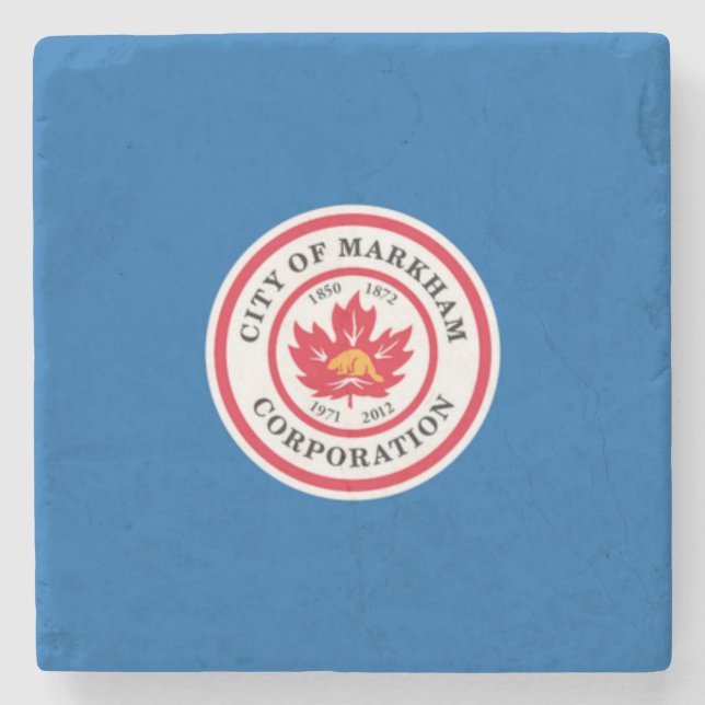 Posavasos De Piedra Bandera de Markham (Ontario, Canadá) (Anverso)