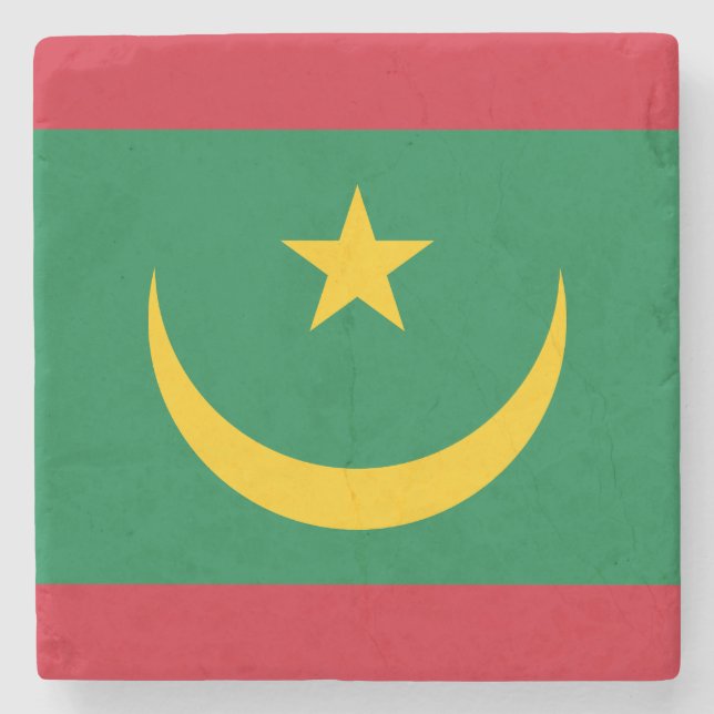 Posavasos De Piedra Bandera de Mauritania (Anverso)