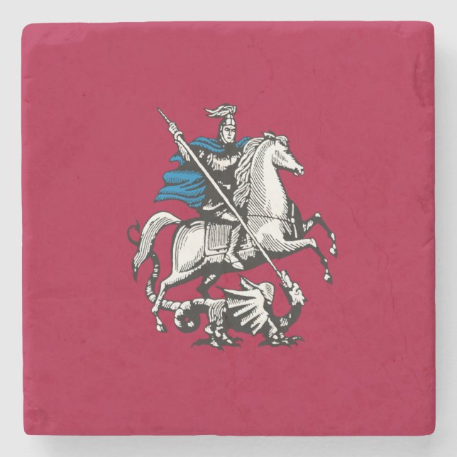 Posavasos De Piedra Bandera de Moscú (Capital de Rusia) (Anverso)